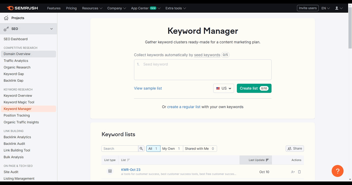 How to use the SEMRush on-page seo checker tool screenshot