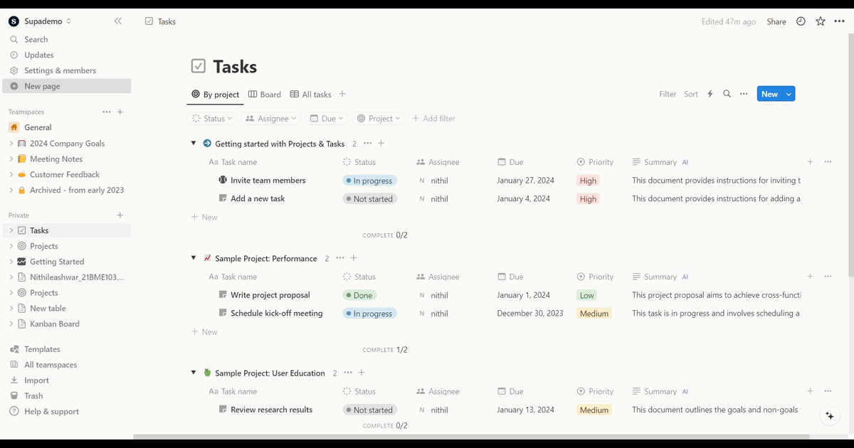 How to create a calendar in Notion screenshot
