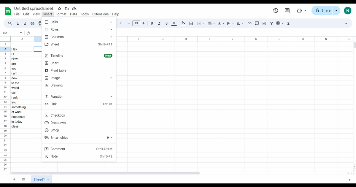 How to add a text box in Google Sheets screenshot