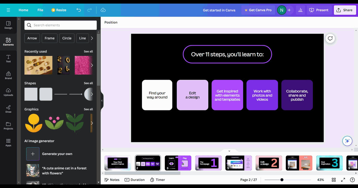 How to add a drop shadow to a design in Canva screenshot