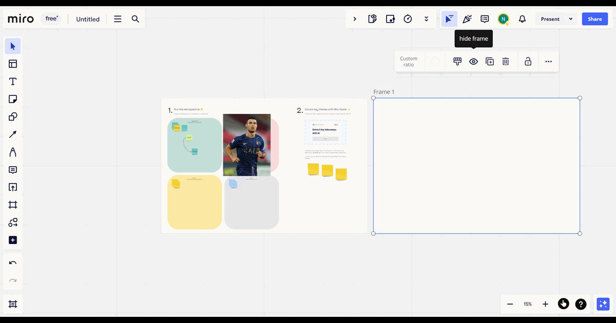How to hide frames in Miro screenshot