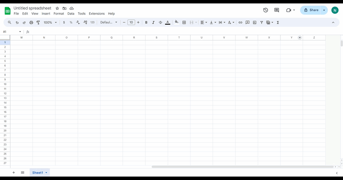How to resize all columns in Google Sheets screenshot