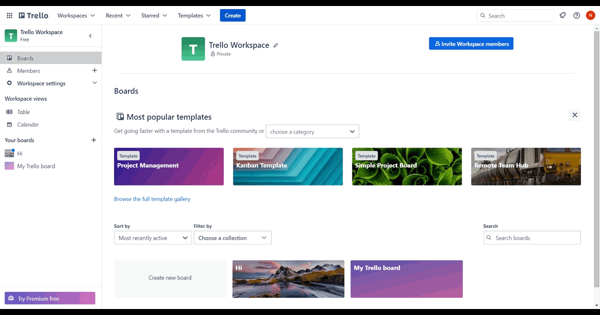 How to create a workspace in Trello screenshot