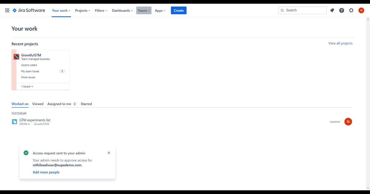How to create a team in Jira screenshot