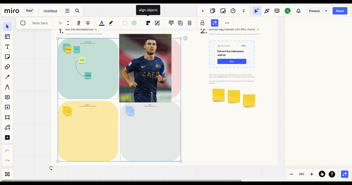 How to align objects in Miro screenshot