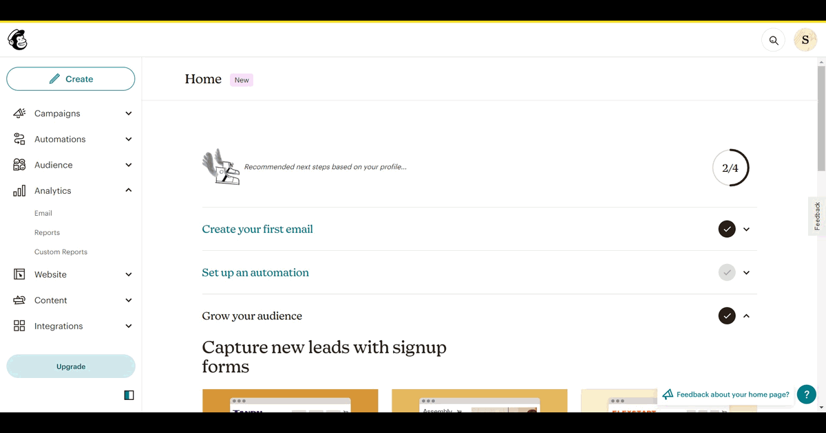 How to email technical support on Mailchimp screenshot