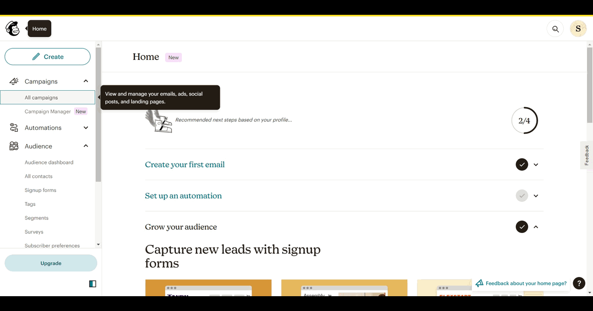 How to create a regular email campaign in Mailchimp screenshot