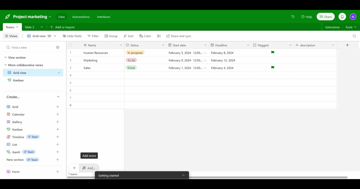 How to create a chart view in Airtable screenshot