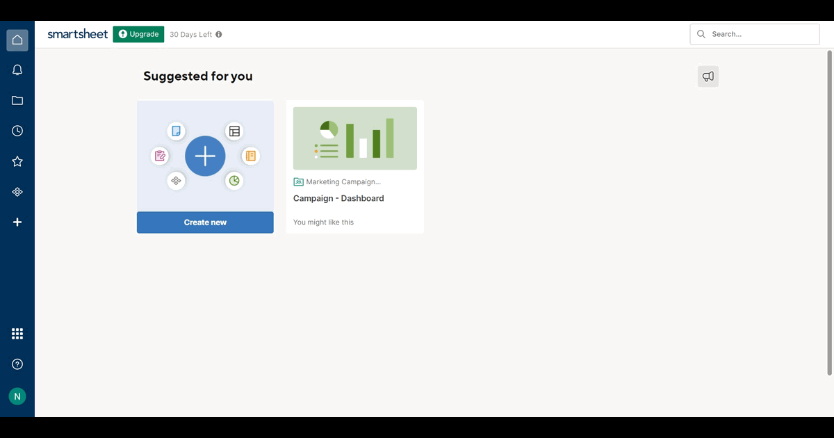 How to create a sheet in Smartsheet screenshot