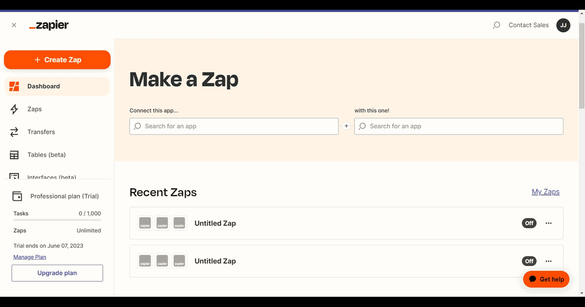 How to create a zap in Zapier screenshot