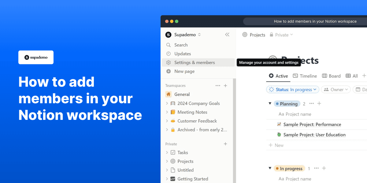 How to add members to your Notion workspace screenshot