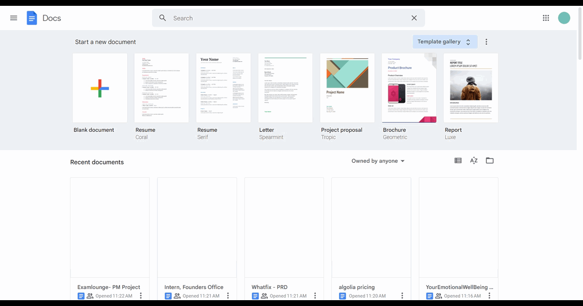 How to create a resume using templates in Google Docs screenshot
