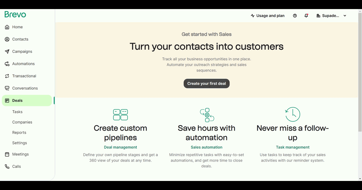 How to import deals from your CRM to Brevo screenshot
