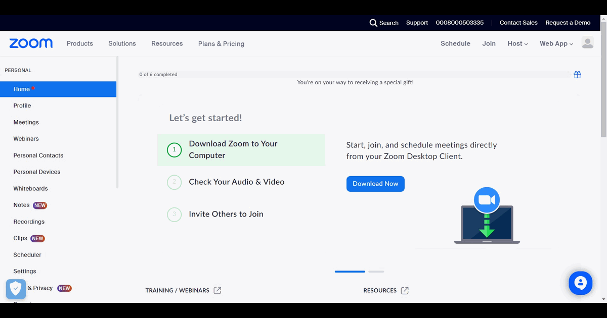 How to host a meeting in Zoom via browser screenshot