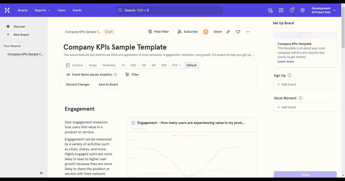 How to export board at Mixpanel screenshot