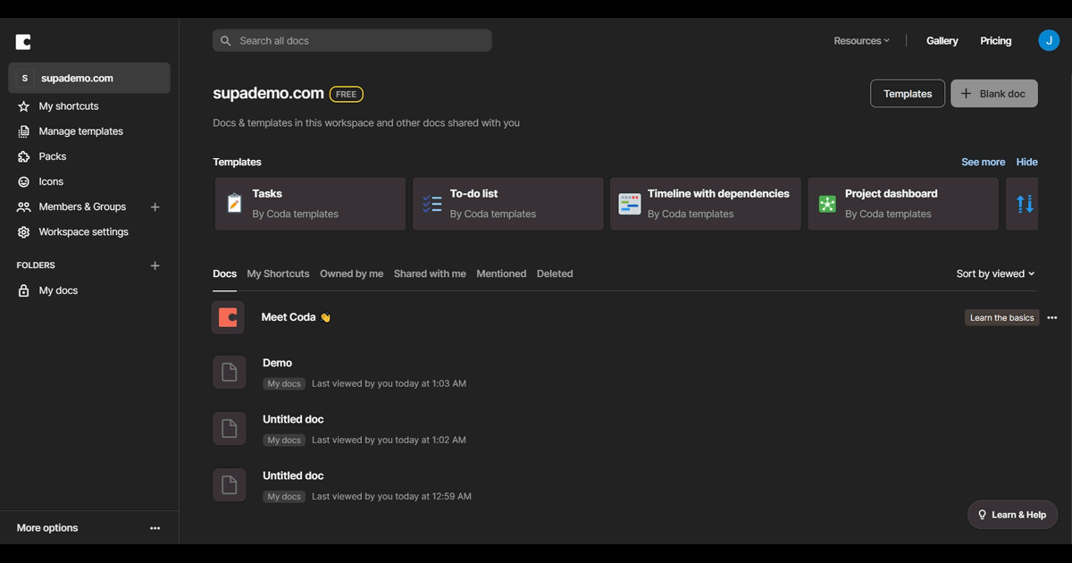 How to embed Supademo into Coda screenshot