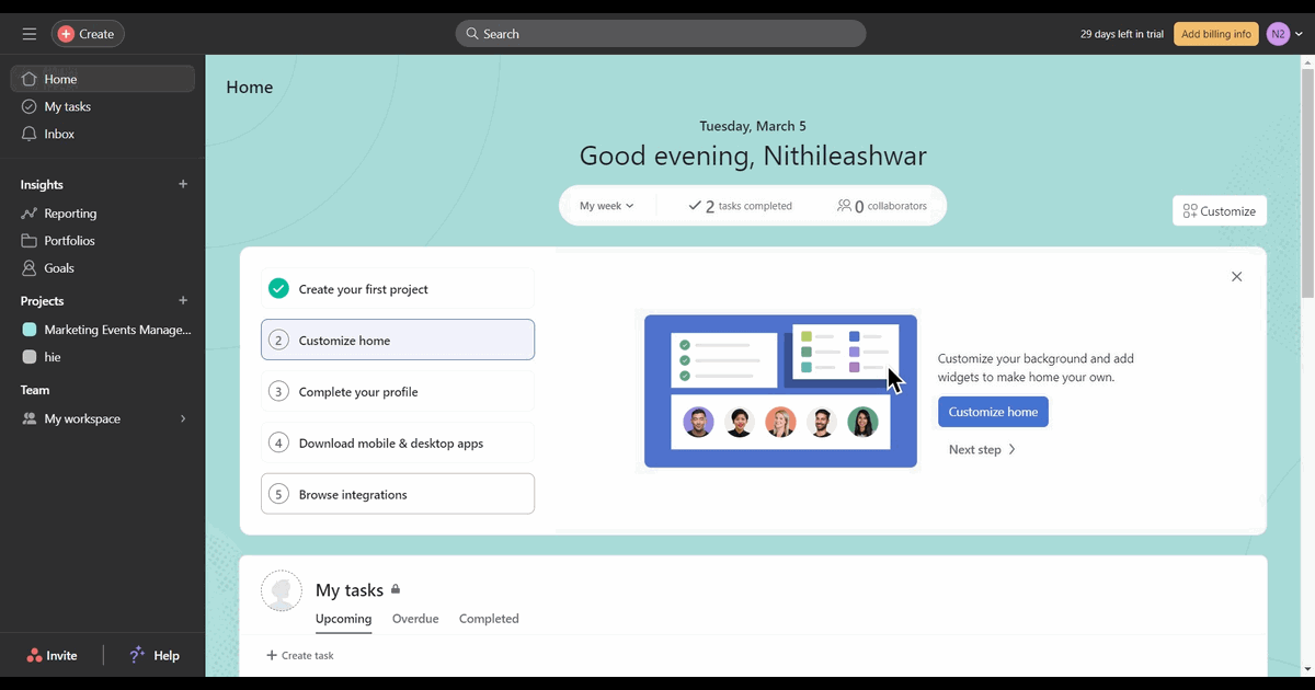 How to add a integration to Asana screenshot