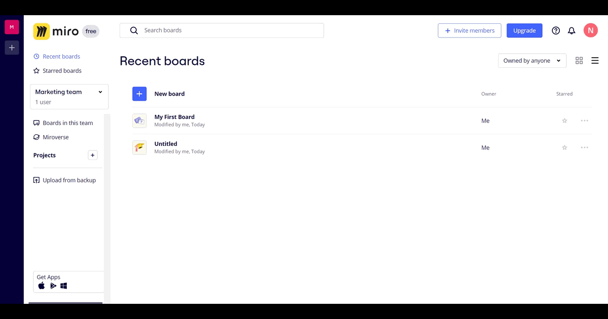 How to upload a file to Miro whiteboard screenshot