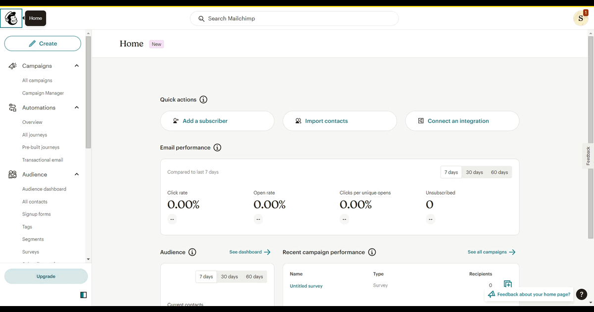 How to create a template in Mailchimp screenshot