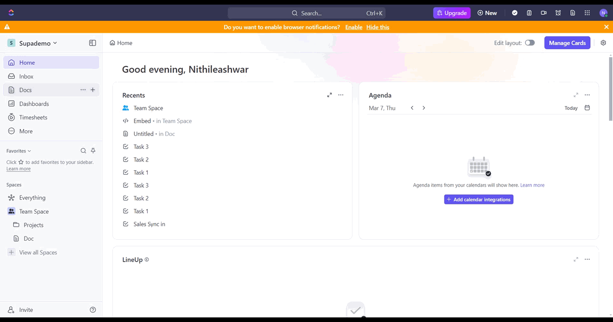 How to add docs to sidebar in ClickUp screenshot