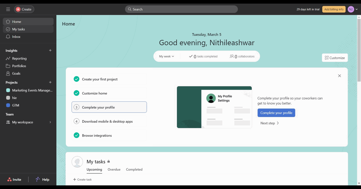 How to add a comment in Asana screenshot