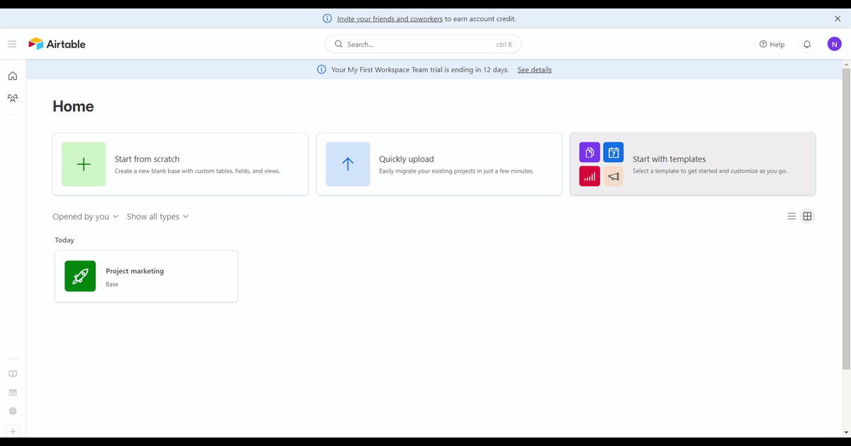 How to create a project tracker in Airtable screenshot