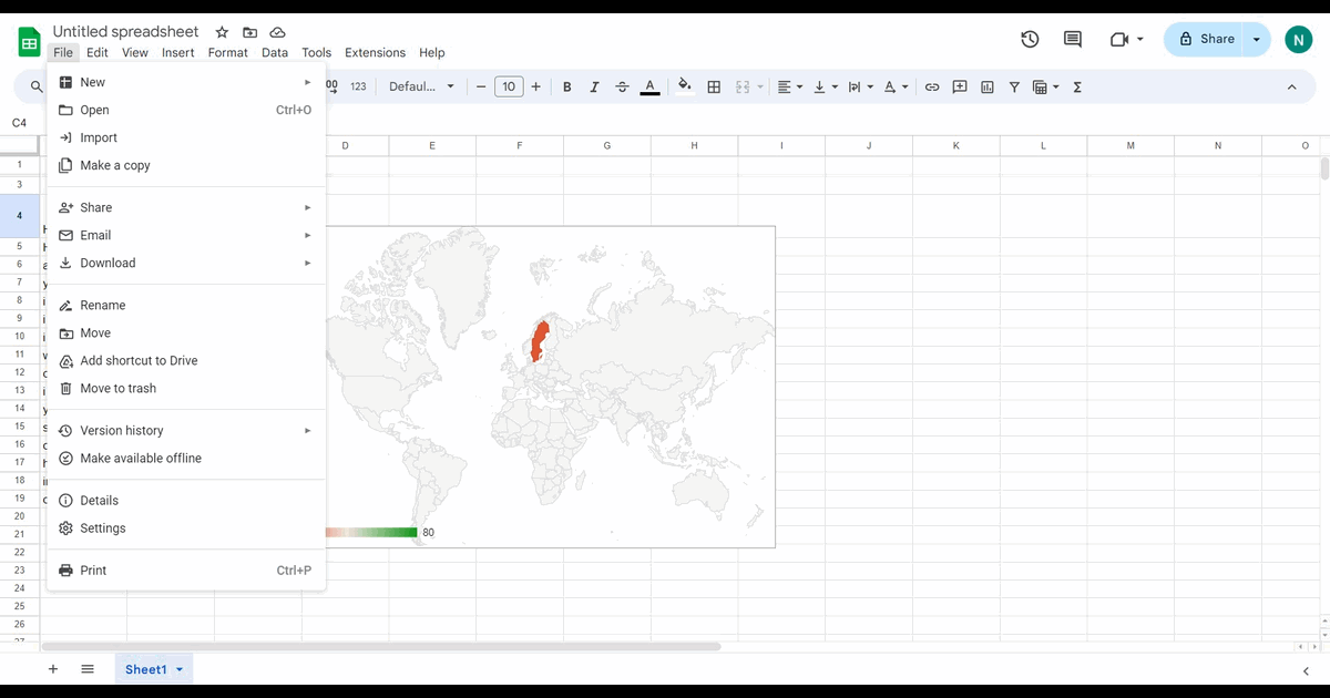 How to set margins in Google Sheets screenshot