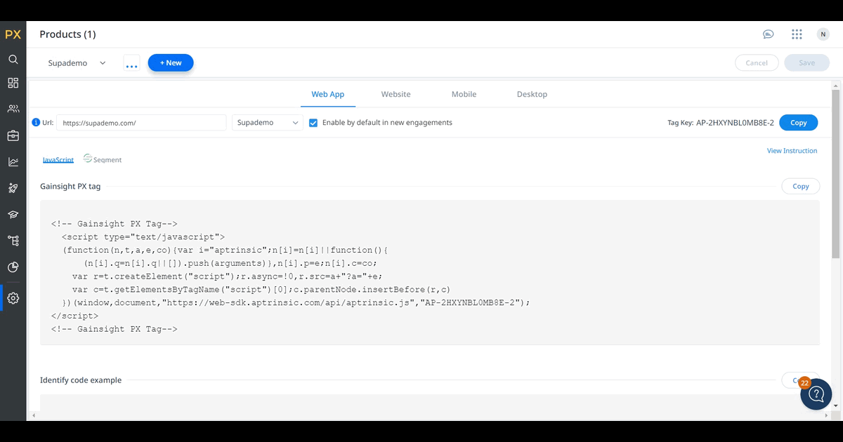 How to create a Product tag in Gainsight screenshot