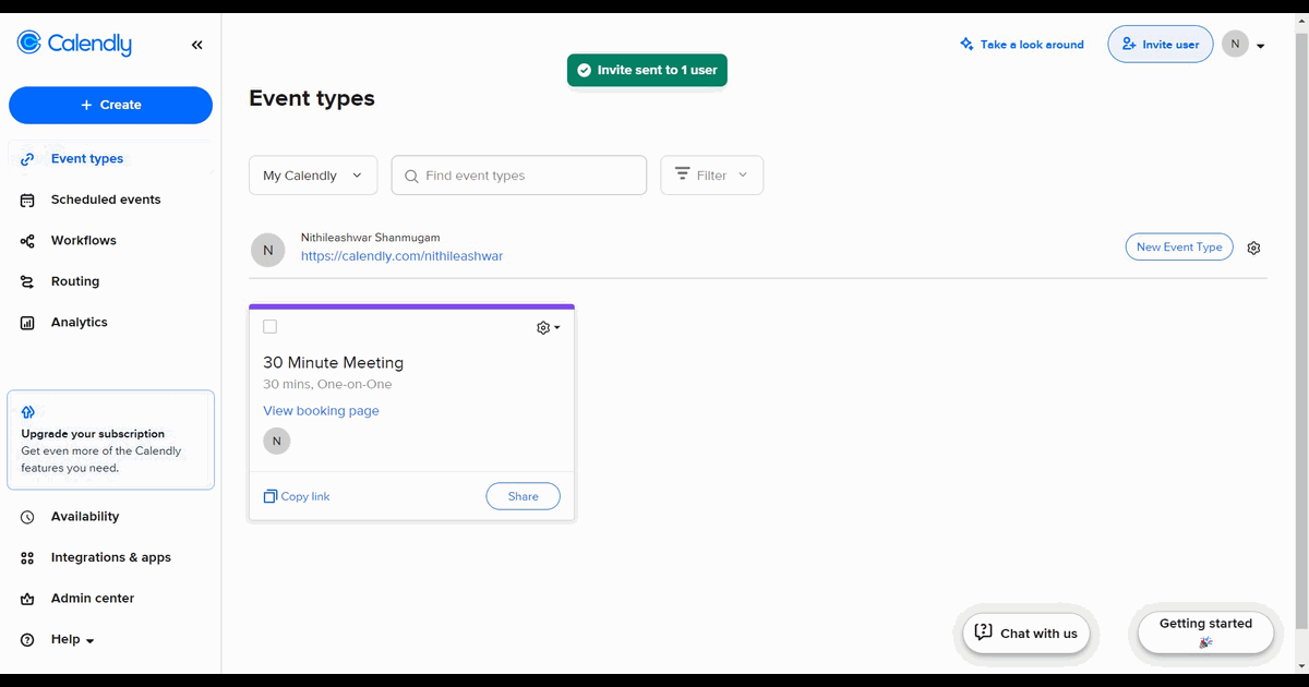 How to customize roles for users before inviting them to Calendly screenshot