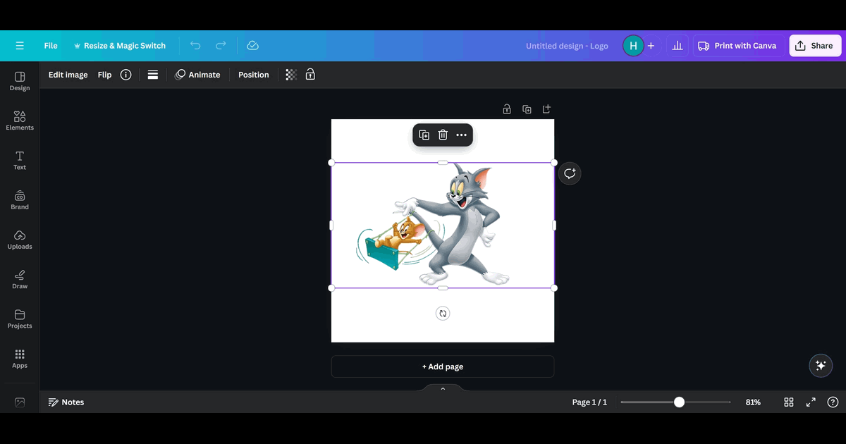 How to Resize on Canva screenshot