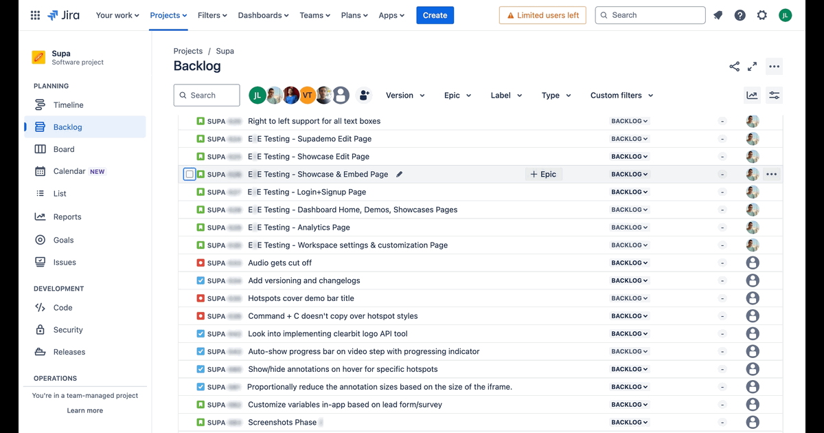 How to bulk change the status of multiple issues directly from the backlog on Jira screenshot