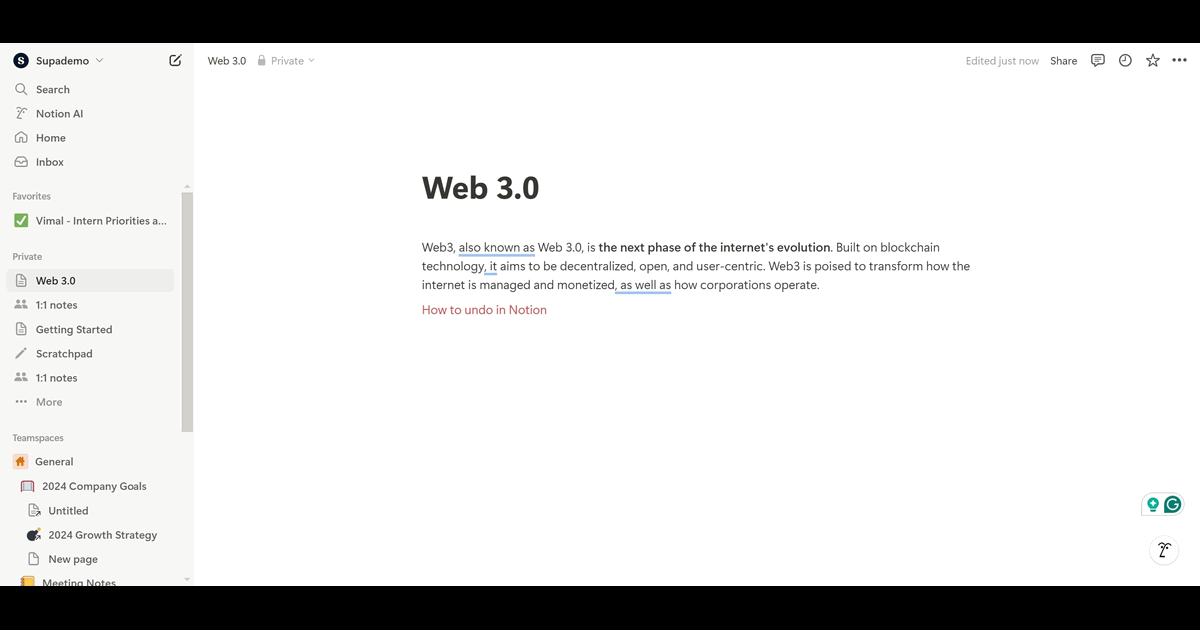 How to Undo in Notion screenshot