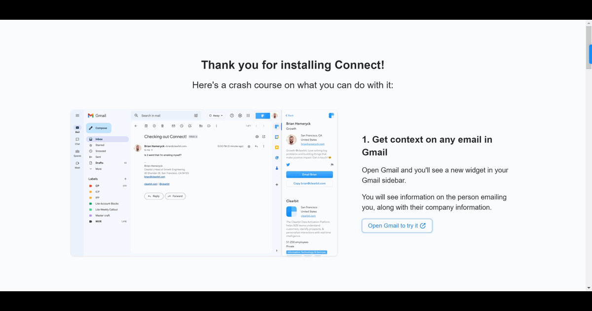 How to Use the Clearbit Extension screenshot