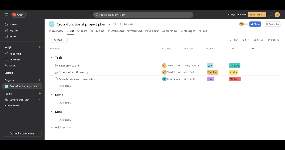 How to Find Archived Projects in Asana screenshot