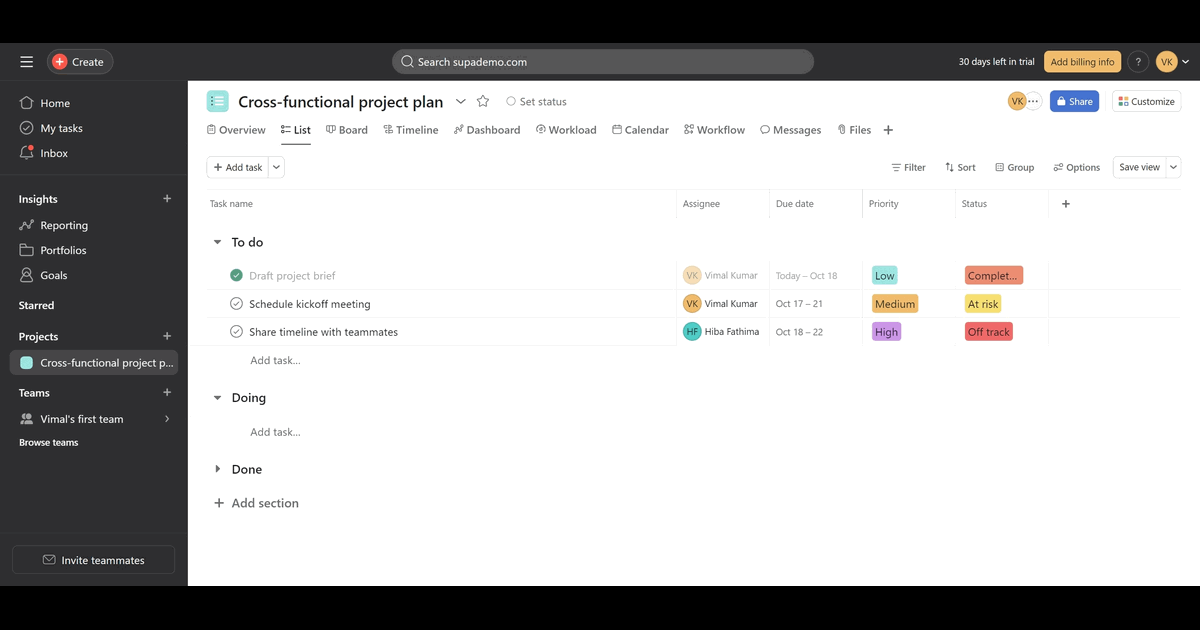 How to Hide Completed Tasks in Asana screenshot