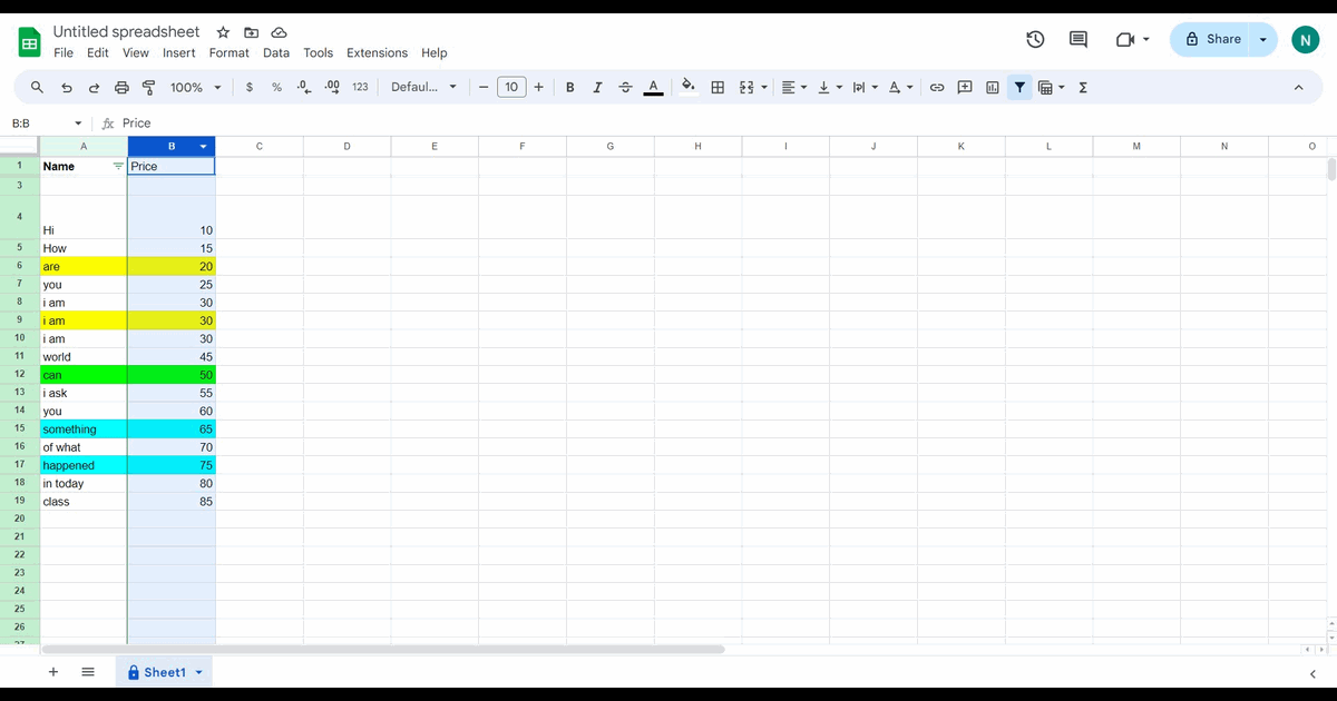 How to make a column wider in Google Sheets screenshot