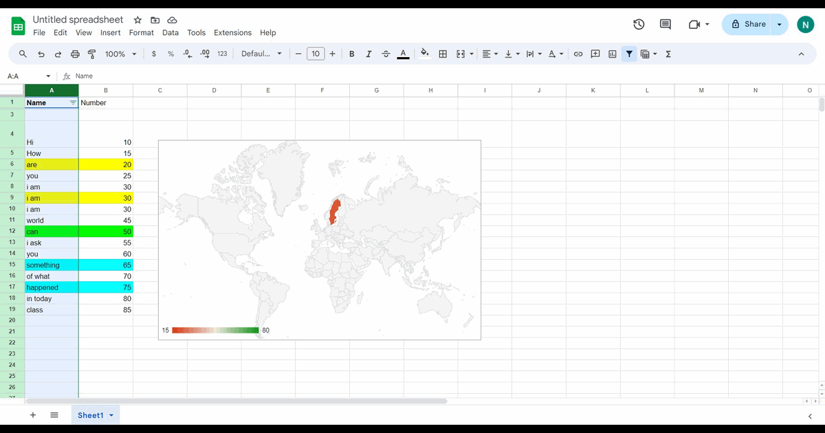 How to filter by color in Google Sheets screenshot
