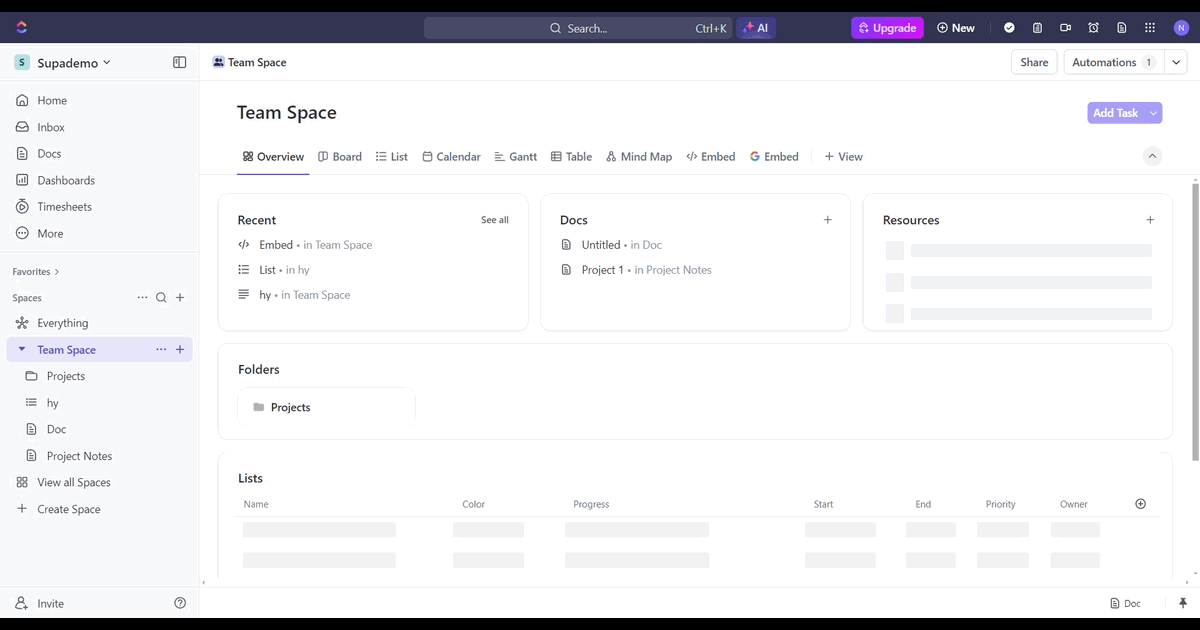 How to set task status in ClickUp screenshot