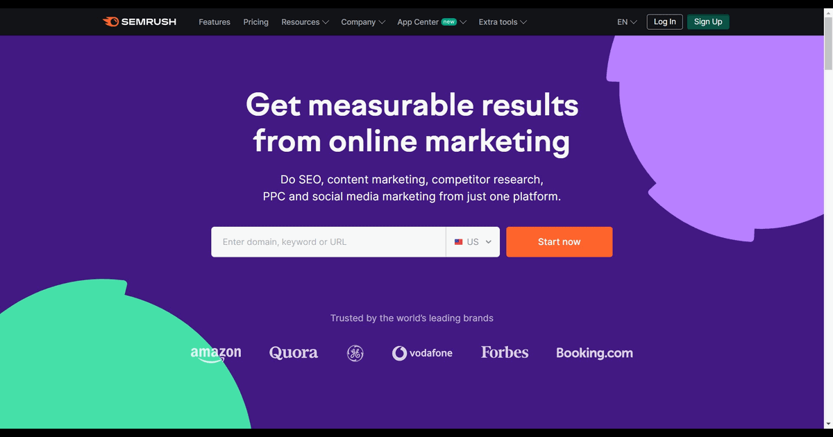 How to setup a SEMRush account screenshot