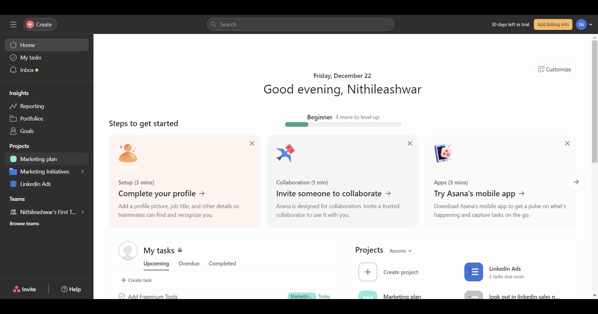 How to duplicate a project in Asana screenshot