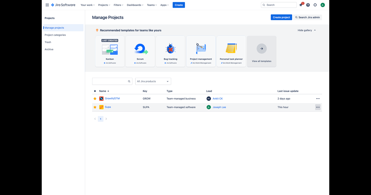 How to view past sprints on Jira Software screenshot