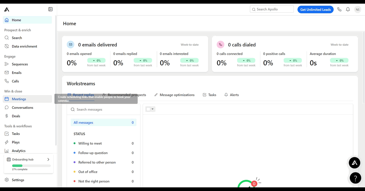 How to create a single-host meeting in Apollo.io screenshot