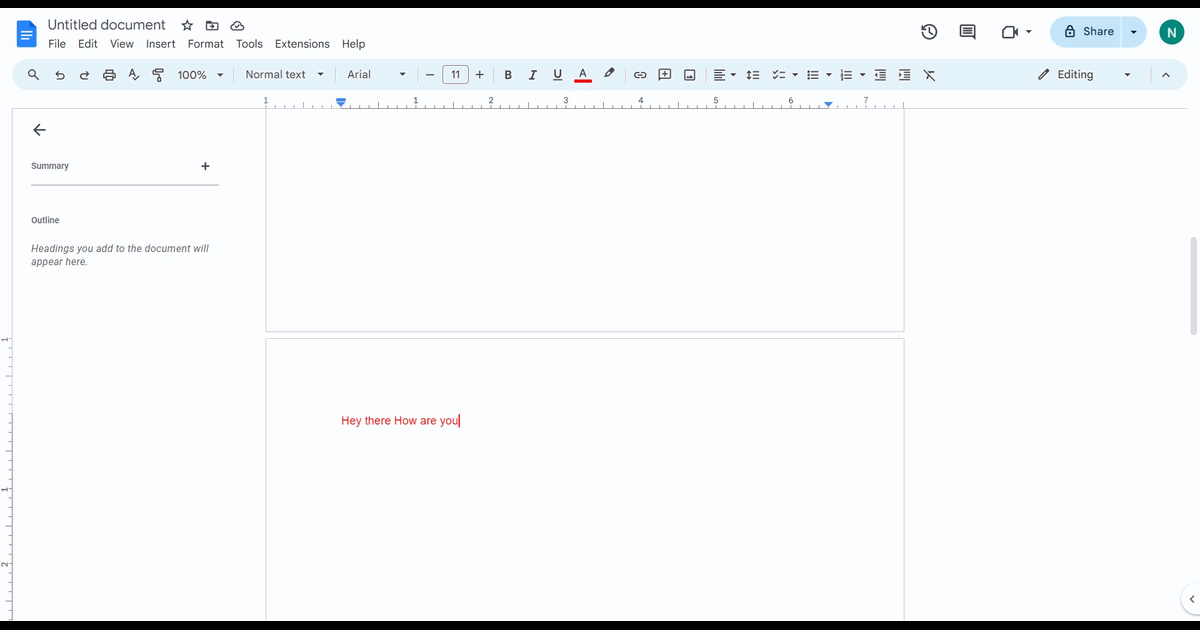 How to delete an unwanted page in Google Docs screenshot