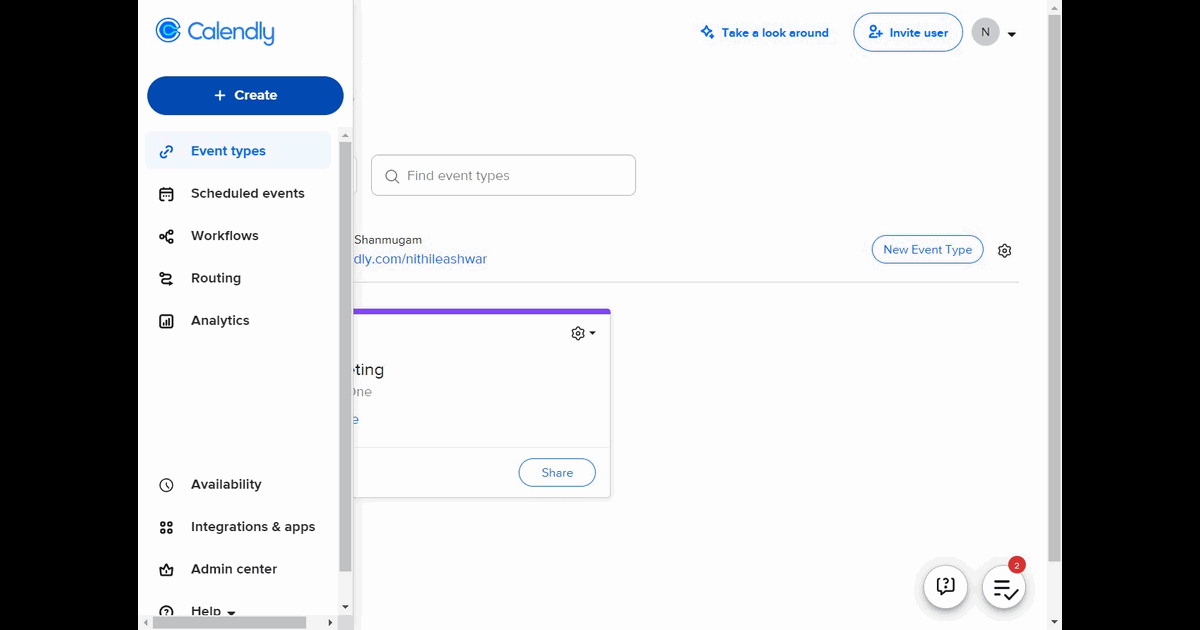 How to schedule a one-off meeting in Calendly screenshot