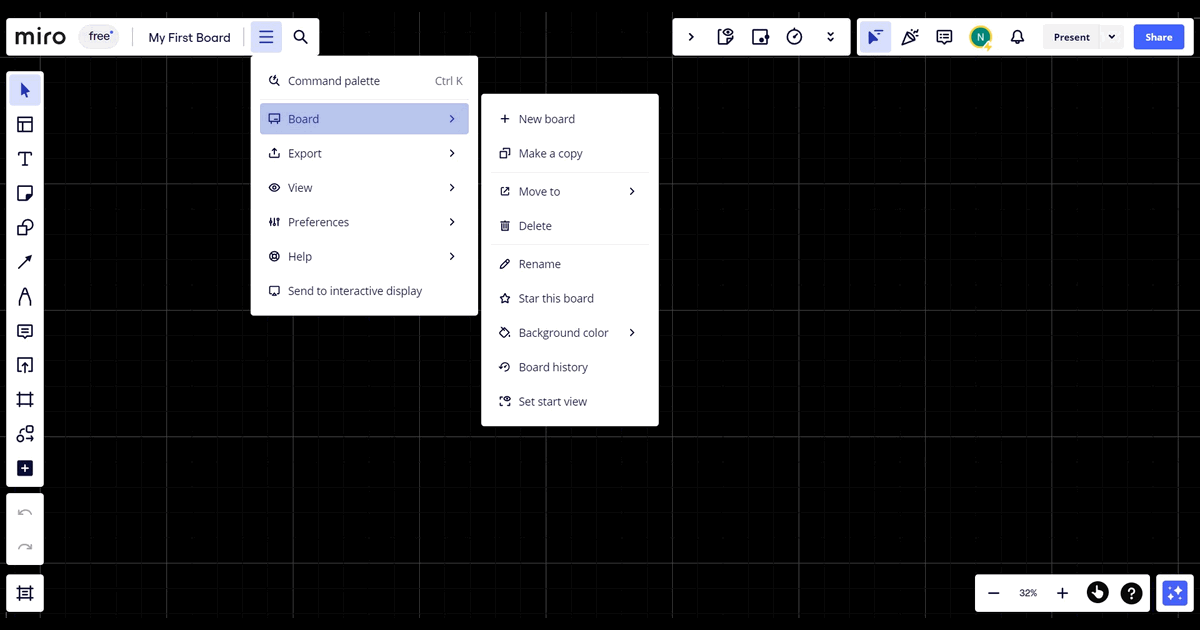 How to change your board background color in Miro screenshot