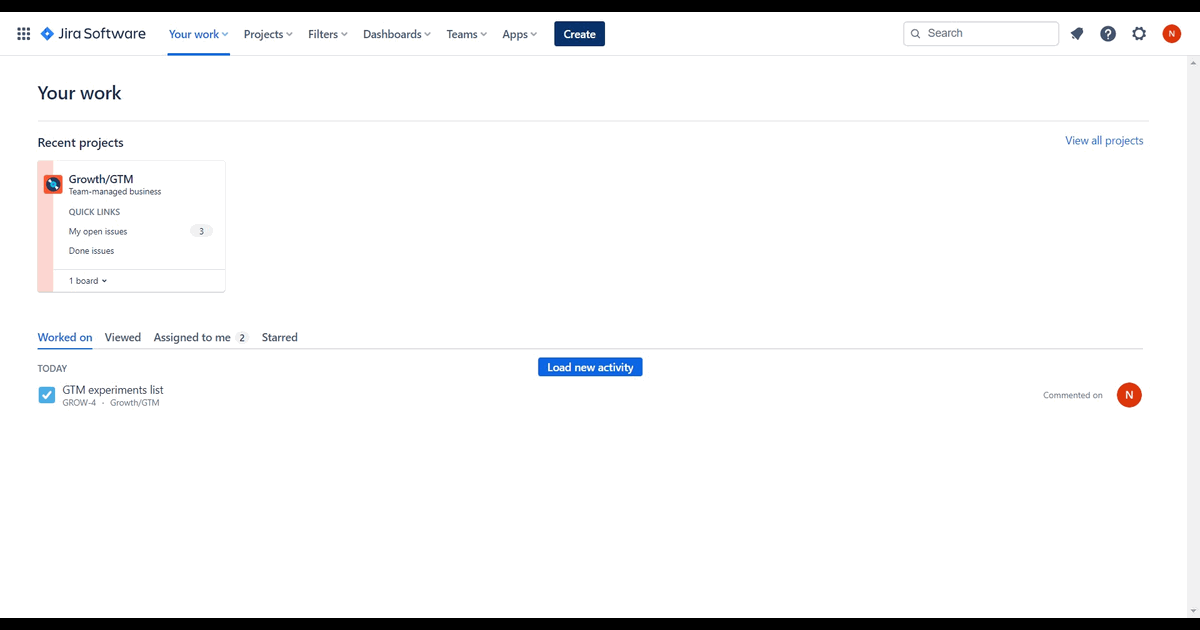 How to create a new ticket in Jira screenshot