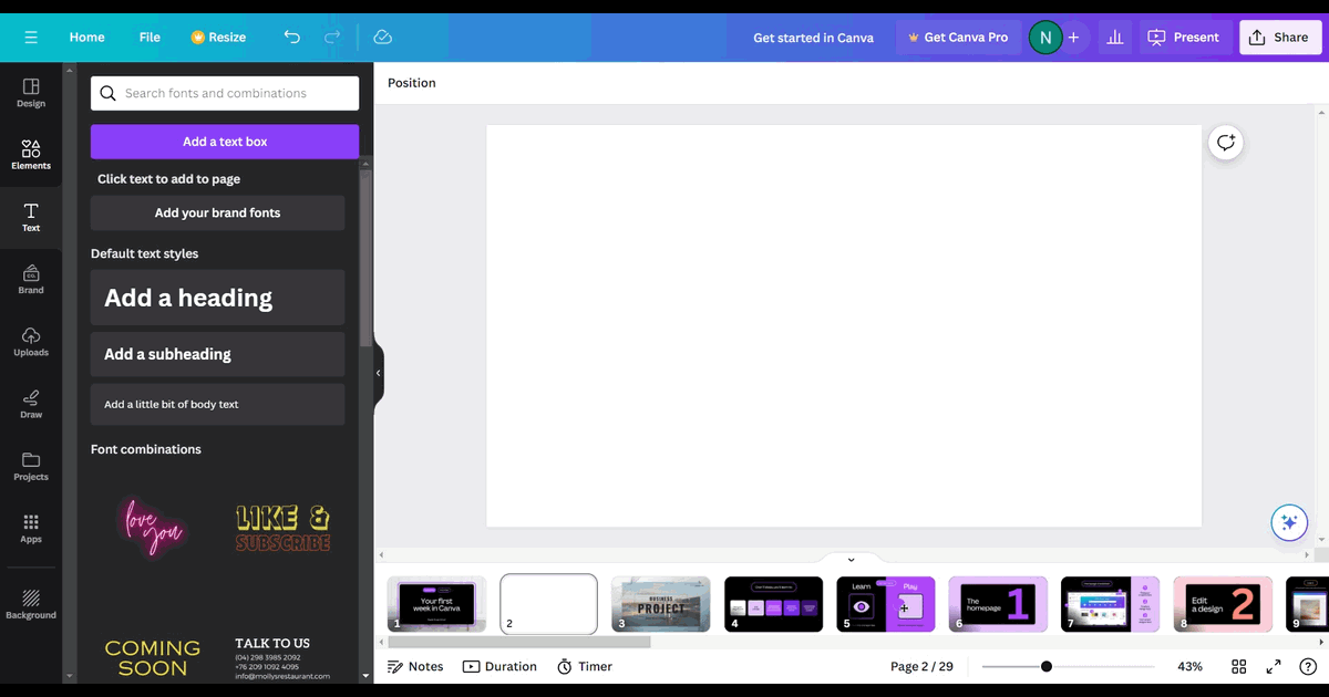 How to translate text from English to Spanish in Canva screenshot