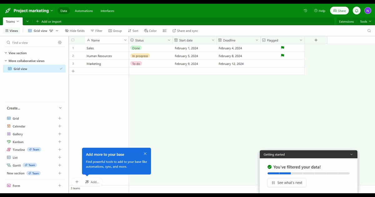 How to filter records in Airtable screenshot