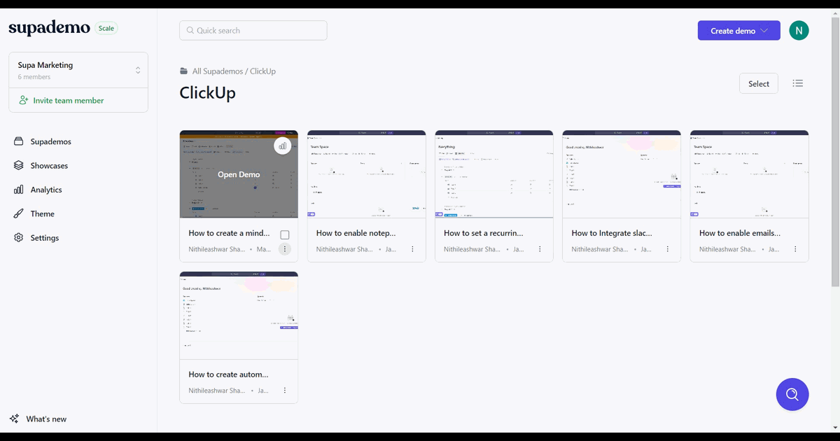 How to embed Supademo in ClickUp screenshot