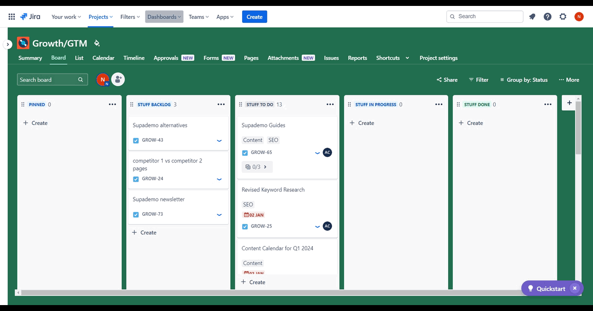 How to create a dashboard in Jira screenshot